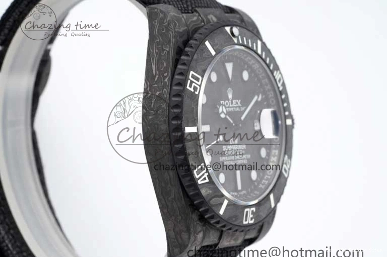 Good Copy Rolex Watches DIW Black Edition Carbon Black Strap AllSeason Nylon VSF 1:1 White VS Dial Best 2165 on Submariner 0121